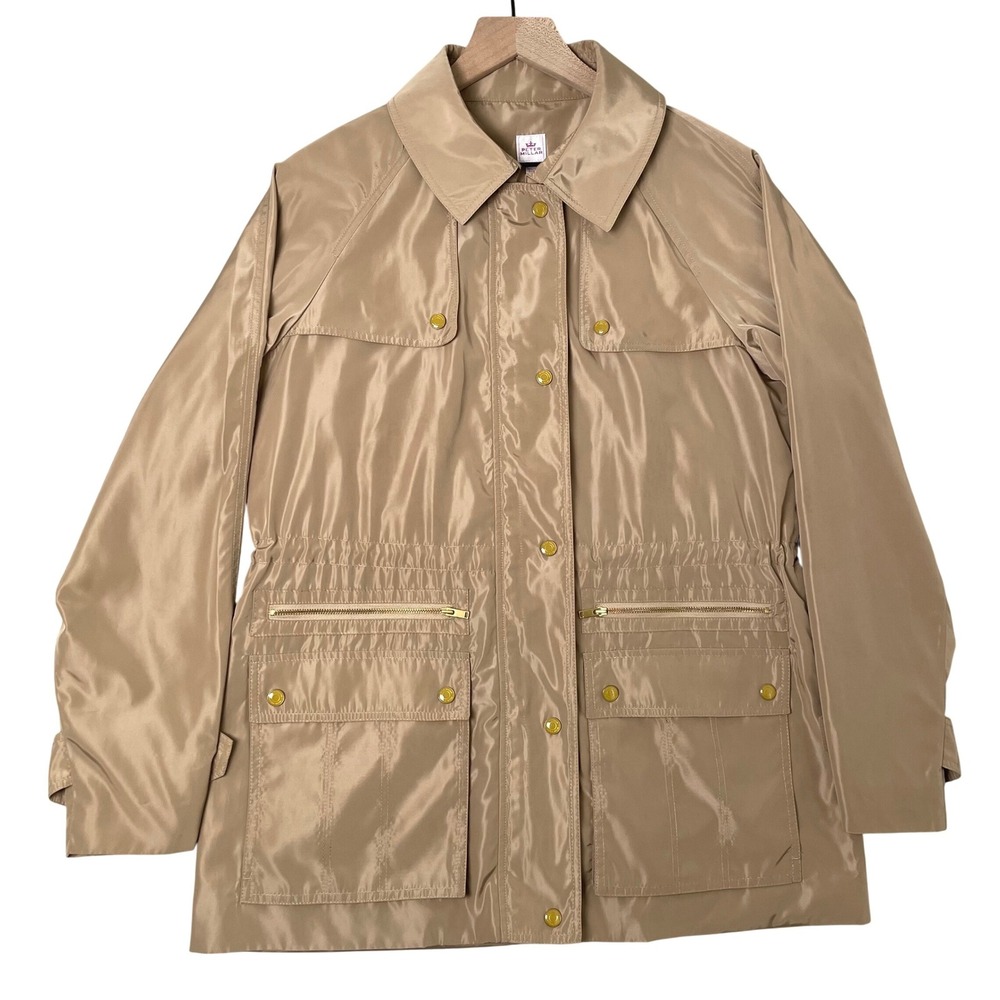 Peter Millar Jacket Women Large Tan Safari Utility Coat Lightweight Quiet Luxury